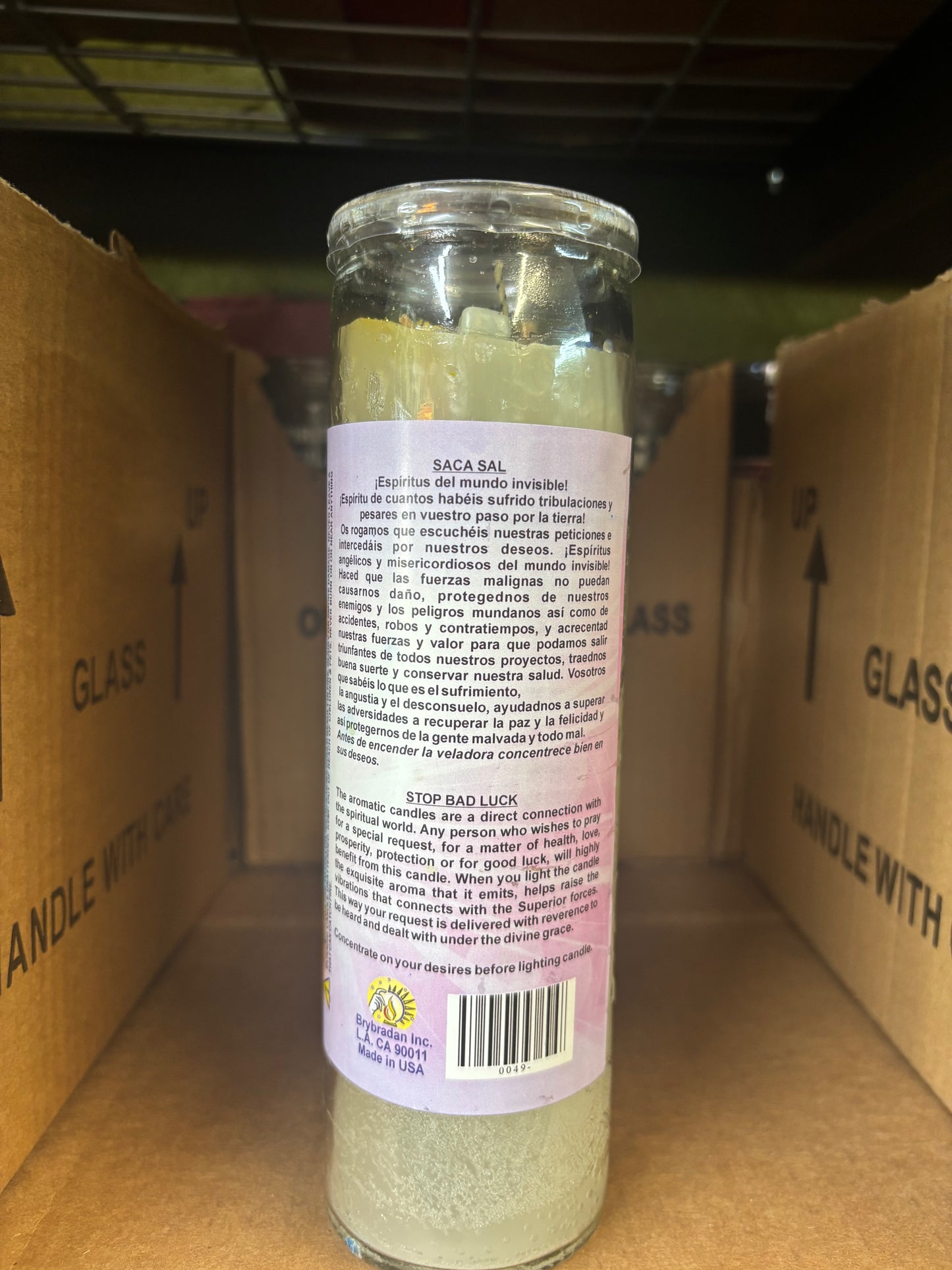 Veladora Preparada Saca Sal/Stop Bad Luck